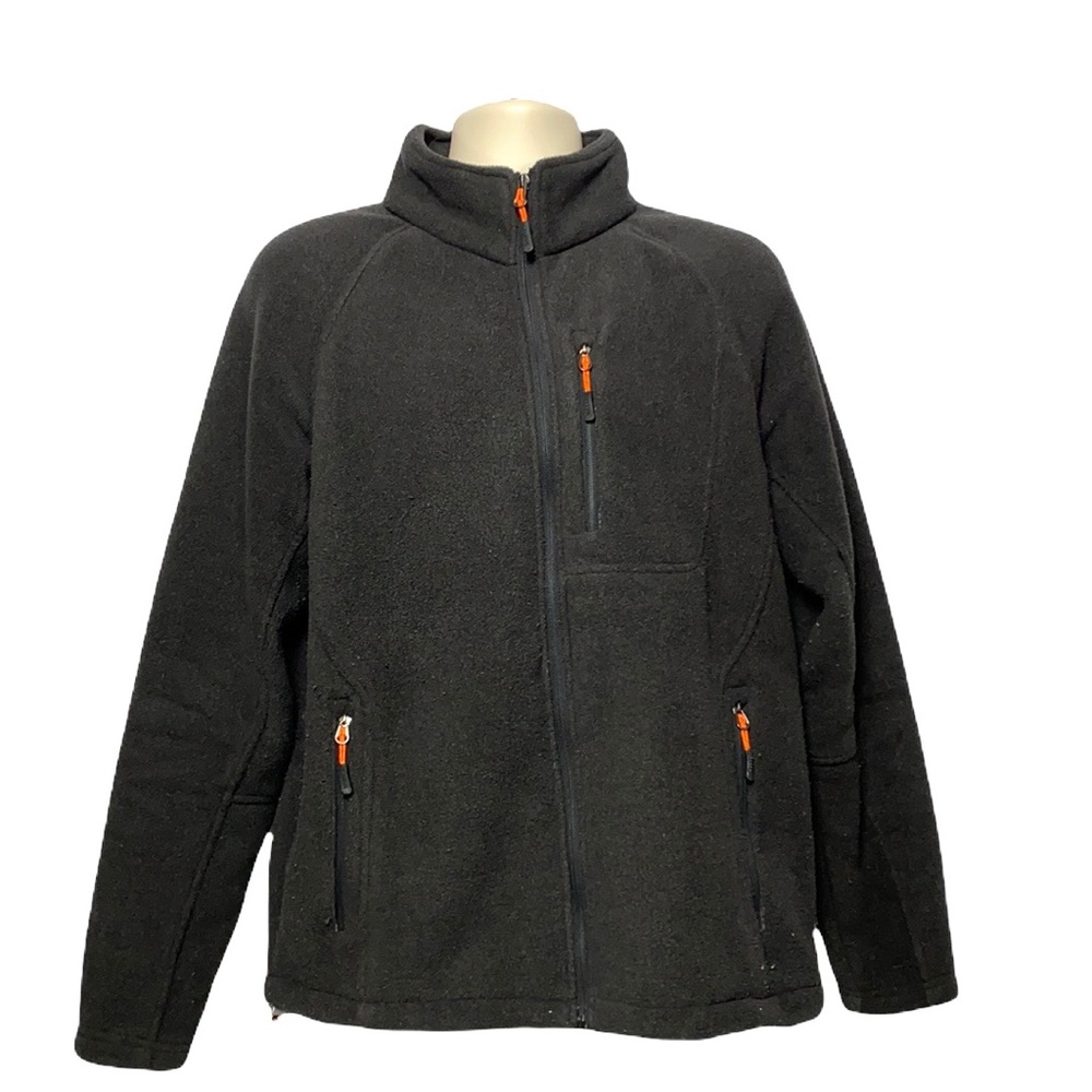 Black Orange Men’s Zip-Up Long Sleeve Fleece Jacket L